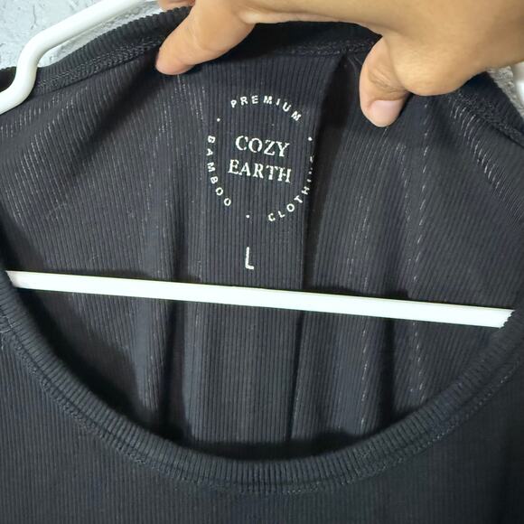 Cozy Earth Bamboo Stretch-Knit Sleep Dress Black Size Large - Picture 5 of 7